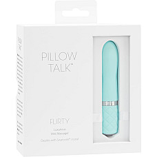 Роскошный вибратор PILLOW TALK - Flirty Teal с кристаллом Swarovski, гибкая головка