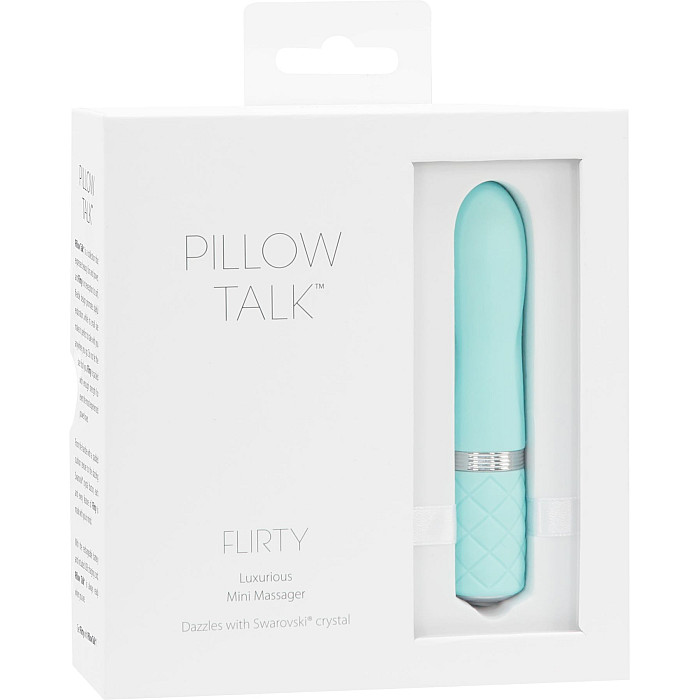 Роскошный вибратор PILLOW TALK - Flirty Teal с кристаллом Swarovski, гибкая головка