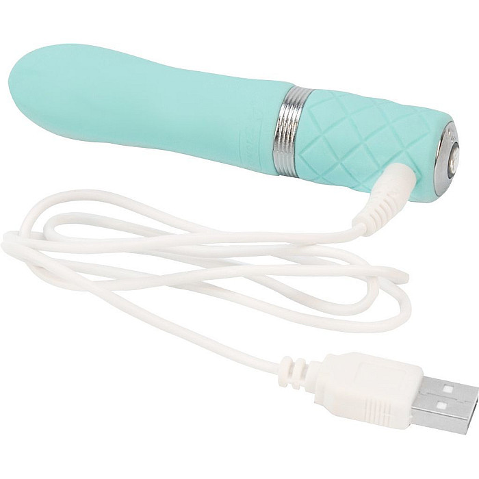 Роскошный вибратор PILLOW TALK - Flirty Teal с кристаллом Swarovski, гибкая головка