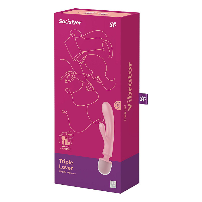 Вібратор-кролик з вібромасажером Satisfyer Triple Lover Pink, 3 мотори