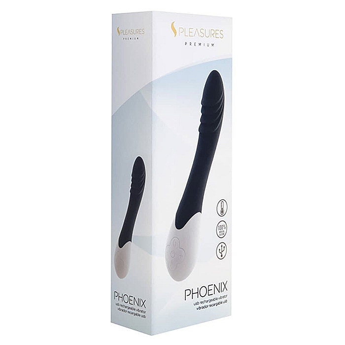 Вибратор S Pleasures Premium Phoenix, для точки G, черный, водостойкий, 16 видов вибрации, нагрев