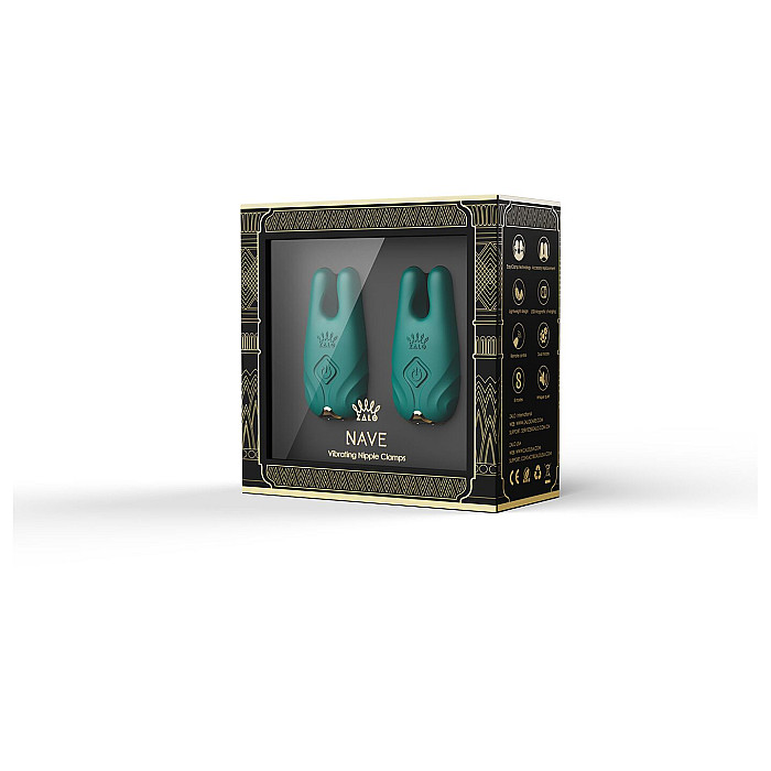 Смартвибратор для груди Zalo - Nave Turquoise Green, пульт ДУ, работа через приложение