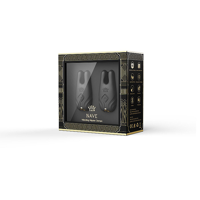 Смарт-вибратор для груди Zalo - Nave Obsidian Black, пульт ДУ, работа через приложение