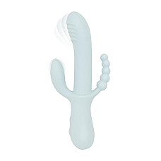 Тройной вибратор Good Vibes Only – SAGE Triple Stimulation Vibe Soft Silicone – Blue, манящее движение