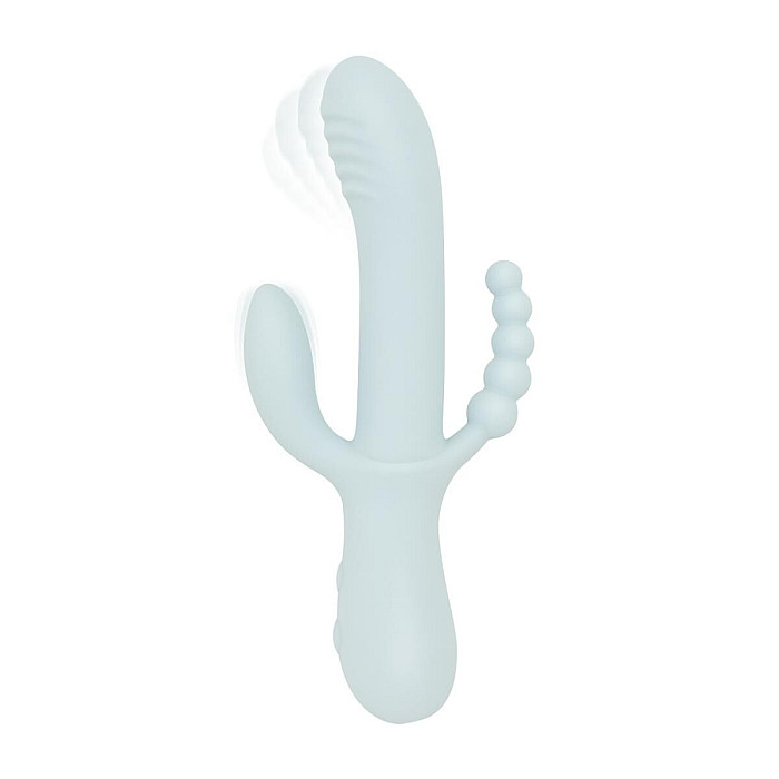 Тройной вибратор Good Vibes Only – SAGE Triple Stimulation Vibe Soft Silicone – Blue, манящее движение