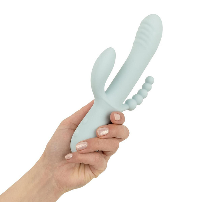 Тройной вибратор Good Vibes Only – SAGE Triple Stimulation Vibe Soft Silicone – Blue, манящее движение