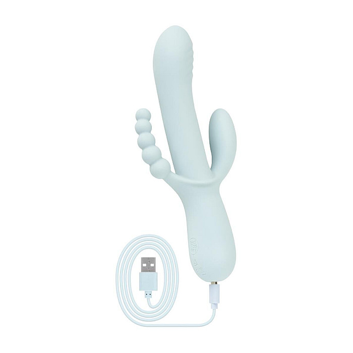 Тройной вибратор Good Vibes Only – SAGE Triple Stimulation Vibe Soft Silicone – Blue, манящее движение