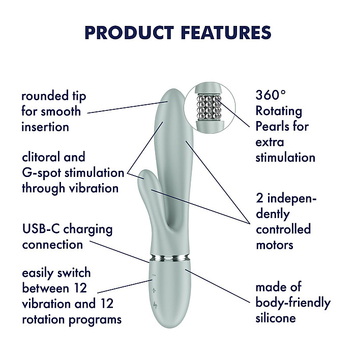Вібратор-кролик Satisfyer Pearl Bunny 2 Greygreen