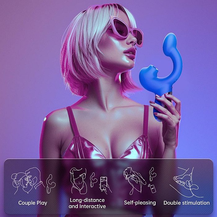 Смарт-вибратор Magic Motion Ponder Blue, двойная стимуляция, виброяйцо+язычок для клитора