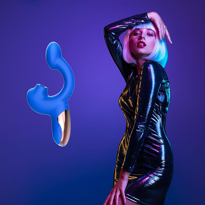 Смарт-вибратор Magic Motion Ponder Blue, двойная стимуляция, виброяйцо+язычок для клитора