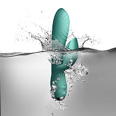 Вібратор-кролик Rocks Off Every Girl Teal, два мотори, різнокольорове LED-підсвічування, потужний
