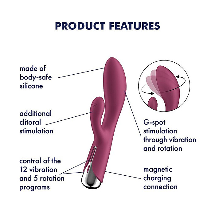 Вибратор-кролик с ротацией Satisfyer Spinning Rabbit 1 Red, 3 мотора