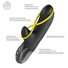 Мінівібратор-кролик зі стимулювальною стрічкою Fun Factory AMORINO Black, стрічка знімна