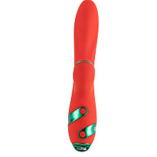 Вибратор-кролик с пульсацией и флоггером LOCKINK SEVANDA Whip Vibrating Massage Wand, красно-зеленый
