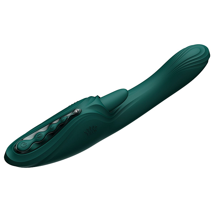 Смарт-вибратор Zalo Ares Turquoise Green, подогрев, 3 мотора, язычок для клитора, стимуляция точки G