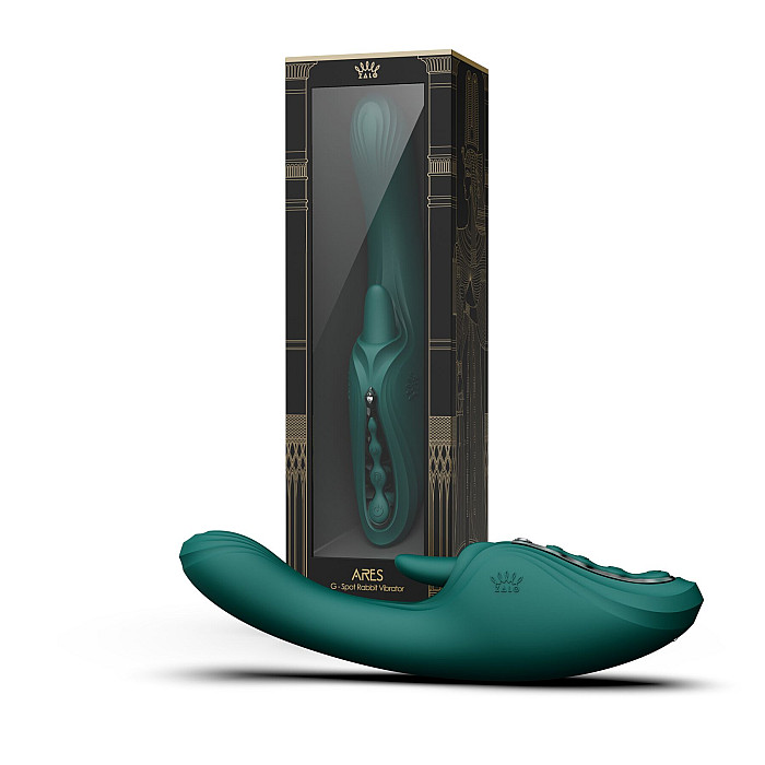 Смарт-вибратор Zalo Ares Turquoise Green, подогрев, 3 мотора, язычок для клитора, стимуляция точки G