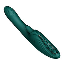 Смарт-вибратор Zalo Ares Turquoise Green, подогрев, 3 мотора, язычок для клитора, стимуляция точки G
