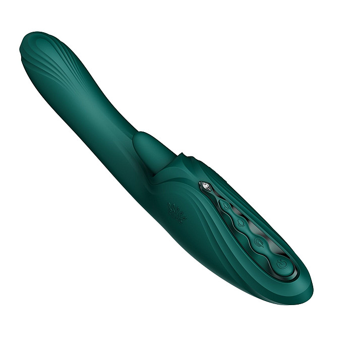 Смарт-вибратор Zalo Ares Turquoise Green, подогрев, 3 мотора, язычок для клитора, стимуляция точки G
