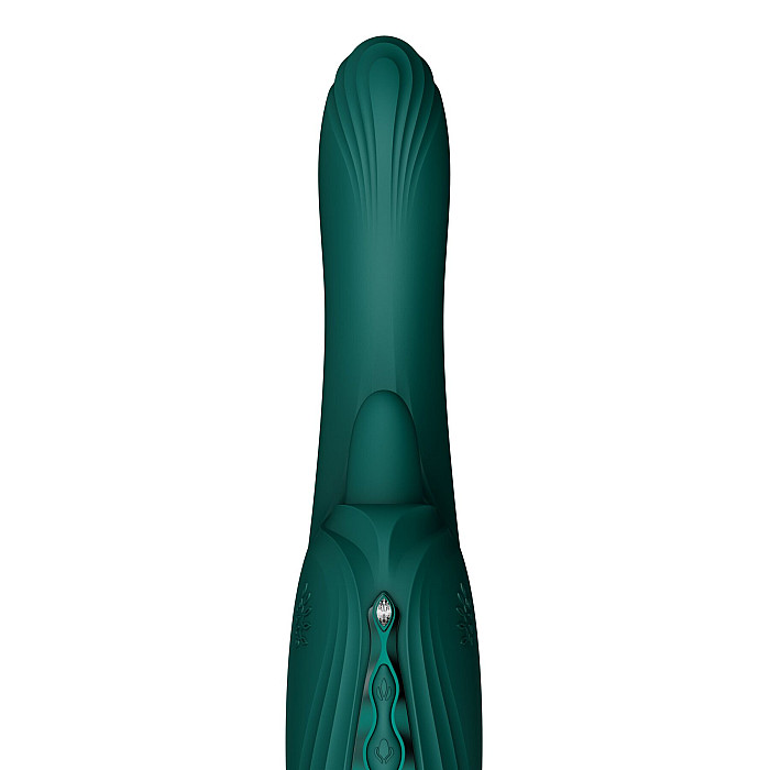 Смарт-вибратор Zalo Ares Turquoise Green, подогрев, 3 мотора, язычок для клитора, стимуляция точки G