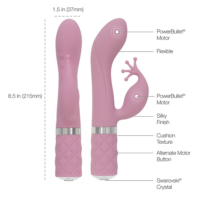 Розкішний вібратор-кролик Pillow Talk - Kinky Pink з кристалом Сваровські, потужний