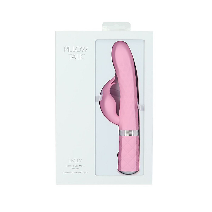 Роскошный кролик с ротацией и вибрацией Pillow Talk Lively, Pink, кристалл Сваровски