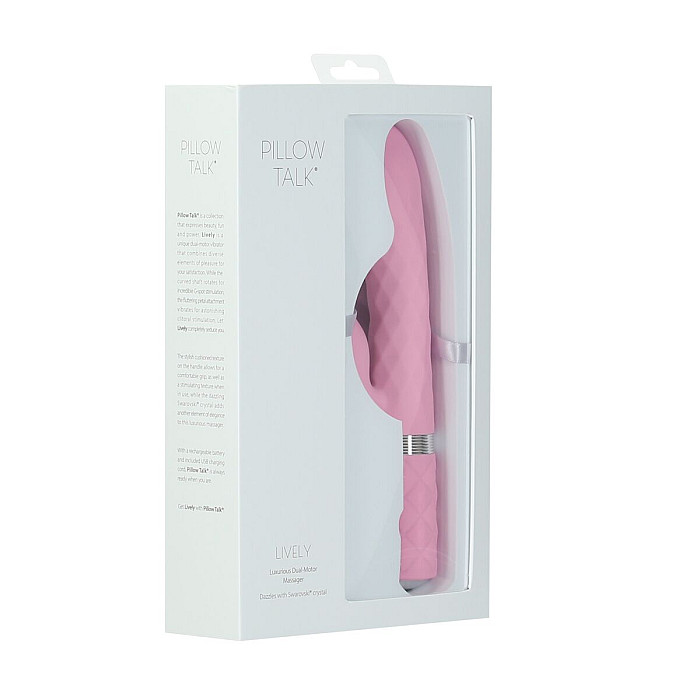 Роскошный кролик с ротацией и вибрацией Pillow Talk Lively, Pink, кристалл Сваровски