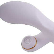 Вибратор-кролик с пульсацией и флоггером LOCKINK SEVANDA Whip Vibrating Massage Wand, бело-золотой