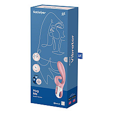 Смартвібратор-кролик Satisfyer Hug Me Pink, 2 мотори, діаметр 4,2см, широка кліторальна частина