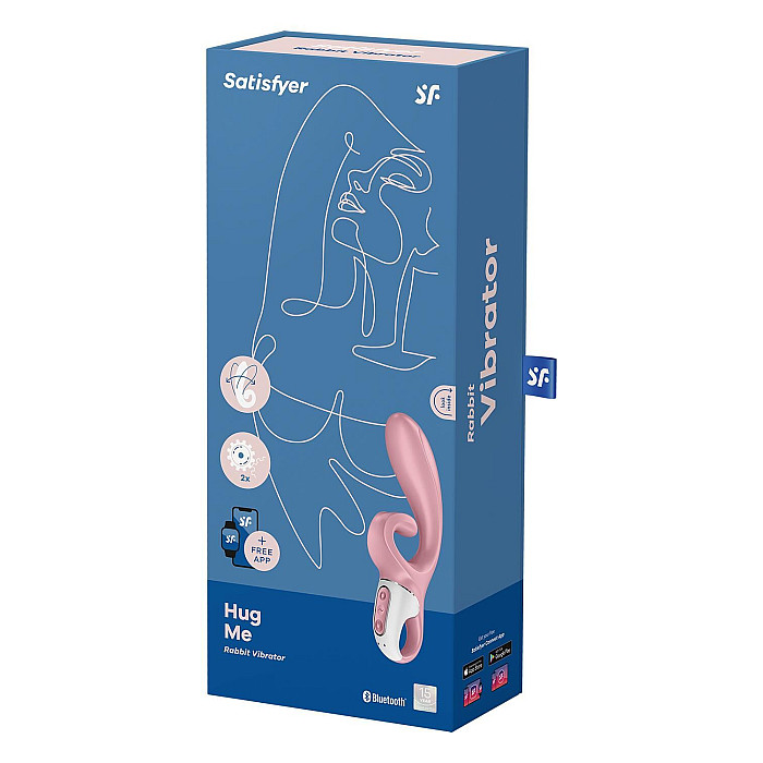 Смартвібратор-кролик Satisfyer Hug Me Pink, 2 мотори, діаметр 4,2см, широка кліторальна частина