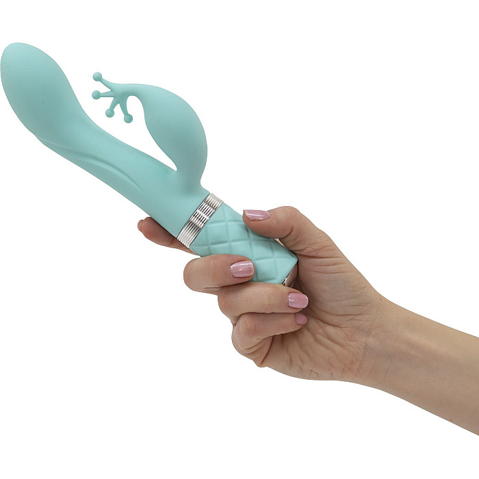 Роскошный вибратор-кролик Pillow Talk - Kinky Teal с кристаллом Сваровски, мощный