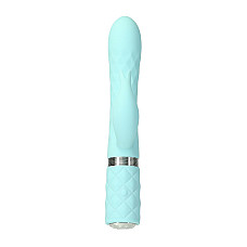 Роскошный кролик с ротацией и вибрацией Pillow Talk Lively, Teal, кристалл Сваровски