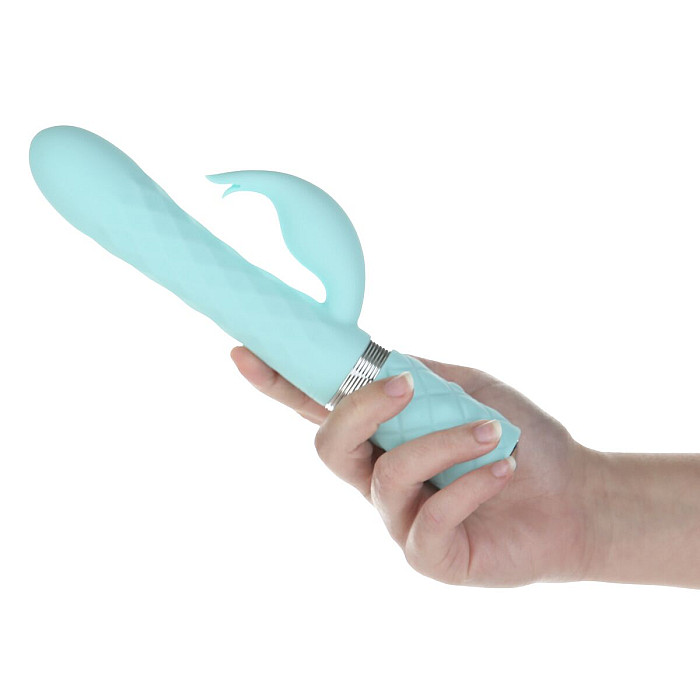 Роскошный кролик с ротацией и вибрацией Pillow Talk Lively, Teal, кристалл Сваровски