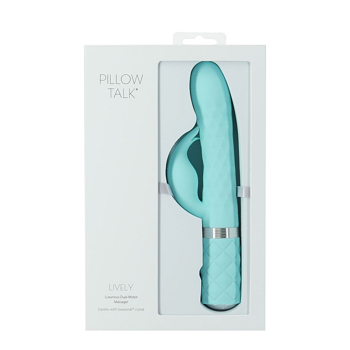 Роскошный кролик с ротацией и вибрацией Pillow Talk Lively, Teal, кристалл Сваровски
