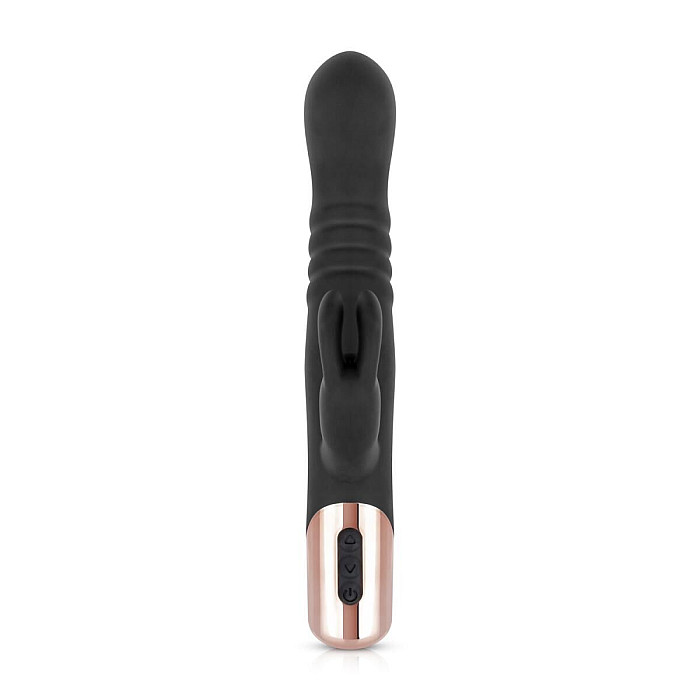 Вібратор-кролик Rosy Gold - Rabbit Vibrator with thrusting function - Black