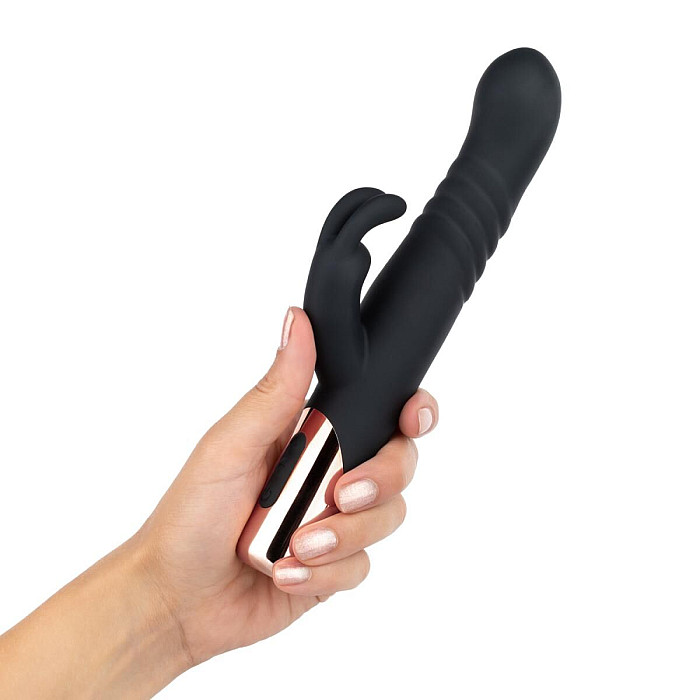 Вібратор-кролик Rosy Gold - Rabbit Vibrator with thrusting function - Black