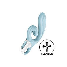 Вибратор-кролик Satisfyer Love Me Blue, гибкий, отросток с тройным кончиком