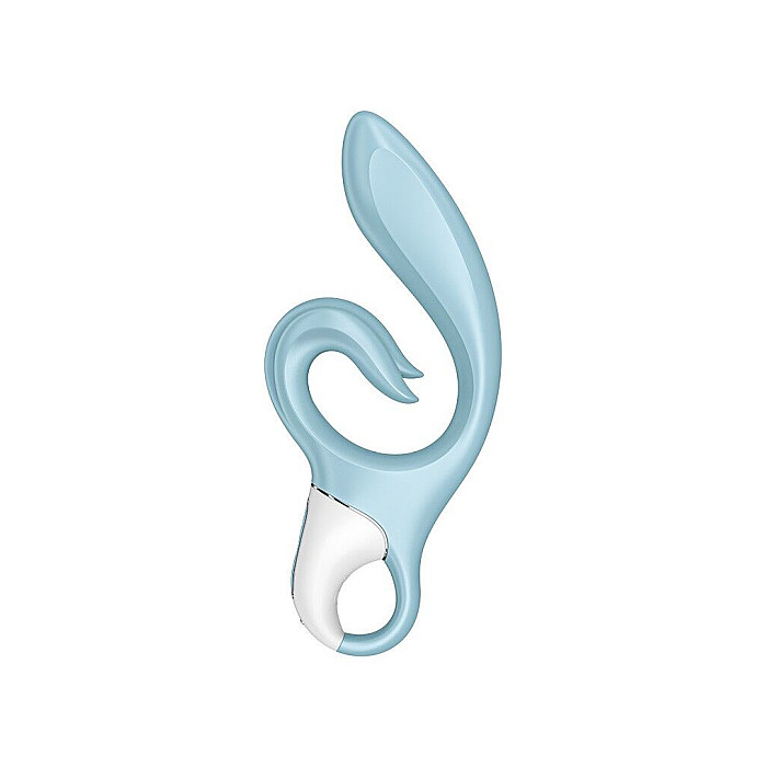 Вибратор-кролик Satisfyer Love Me Blue, гибкий, отросток с тройным кончиком