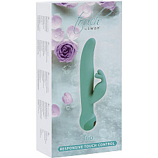 Вибратор-кролик Touch by SWAN - Trio Teal, сенсорное управление, ротация, диаметр 3,8 см
