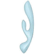 Двухсторонний вибратор-кролик Satisfyer Triple Oh Light Blue, 3 мотора, рукоятка-массажер