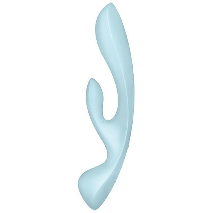 Двухсторонний вибратор-кролик Satisfyer Triple Oh Light Blue, 3 мотора, рукоятка-массажер