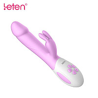 Вибратор-кролик с массирующим стволом и подогревом Leten Alina Purple, два мотора