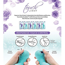 Вібратор-кролик з сенсорним управлінням і ротацією Touch by SWAN - Duo Teal, глибока вібрація