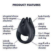 Вібратор на палець та ерекційне кільце 2в1 Satisfyer Perfect Pair 1