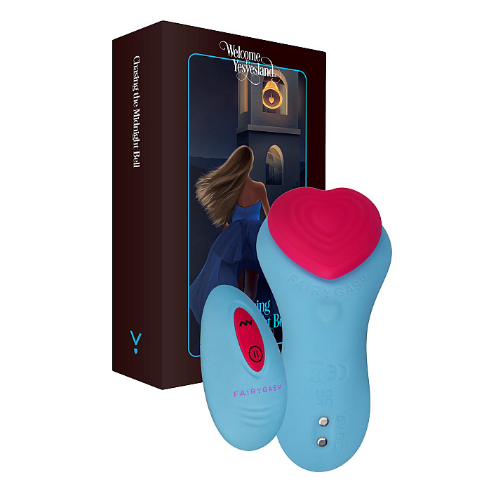 Вибратор в трусики FairyGasm HeartGem blue, на магните, пульт ДУ
