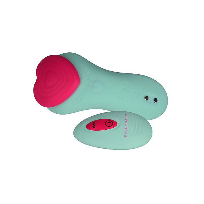 Вибратор в трусики FairyGasm HeartGem green, на магните, пульт ДУ