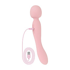 Двусторонний массажер-вибратор Good Vibes Only – SIMI Double-Sided Wand Vibrator Soft Silicone – Pink