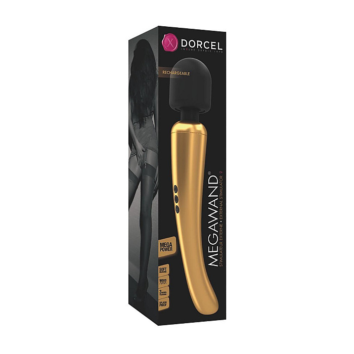 Потужний вібромасажер Dorcel Megawand Gold який перезаряджається, 160 режимів