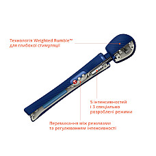 Вибромассажер Fun Factory VIM Vibrating Wand midnight blue, супермощный и легкий, до 6 часов работы