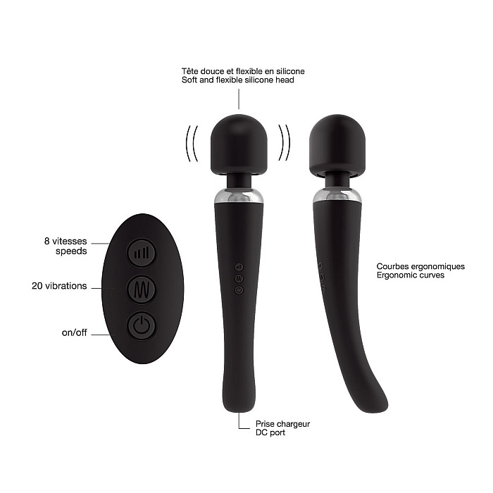 Мощный вибромассажер Dorcel Megawand Black перезаряжаемый, 160 режимов