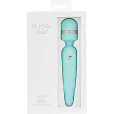 Роскошный вибромассажер PILLOW TALK - Cheeky Teal с кристаллом Swarovski, плавное повышение мощности